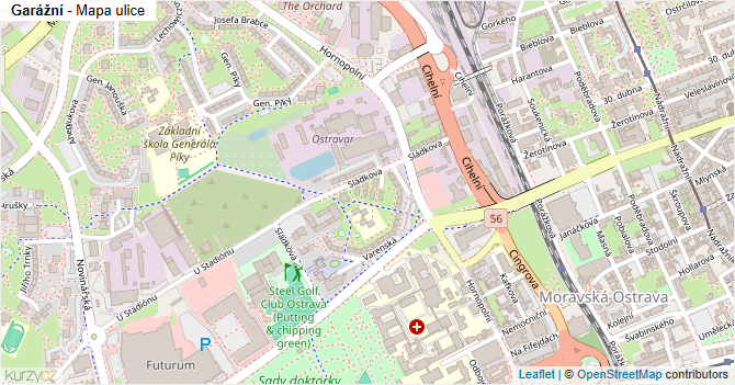 Garážní - mapa ulice