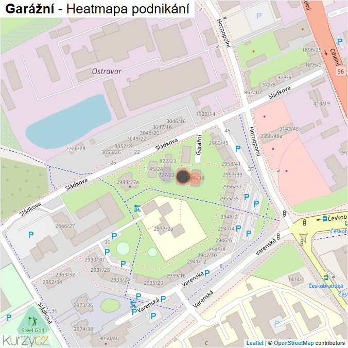 Mapa Garážní - Firmy v ulici.
