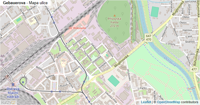 Gebauerova - mapa ulice