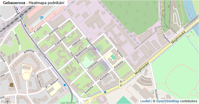 Gebauerova - mapa podnikání