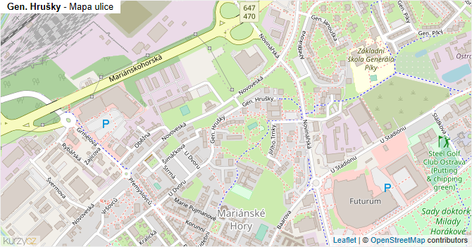 Gen. Hrušky - mapa ulice