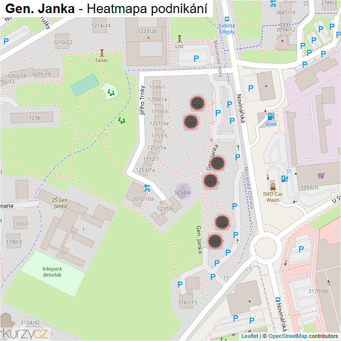 Mapa Gen. Janka - Firmy v ulici.