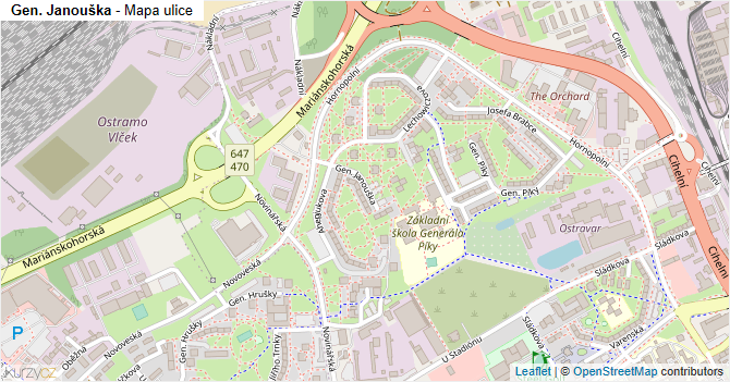 Gen. Janouška - mapa ulice