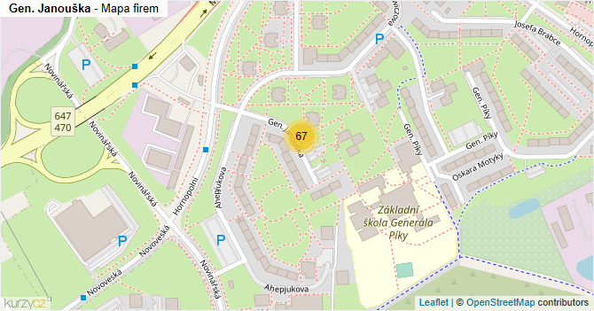 Gen. Janouška - mapa firem