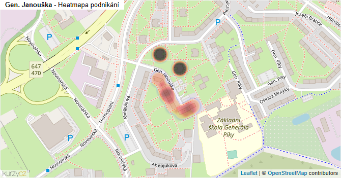 Gen. Janouška - mapa podnikání