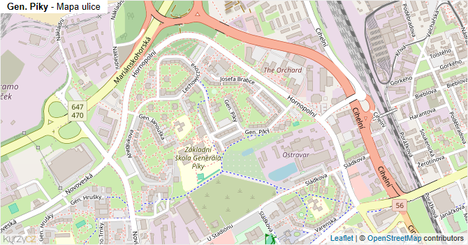Gen. Píky - mapa ulice