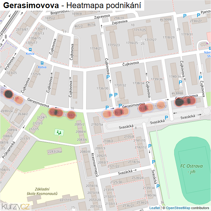 Mapa Gerasimovova - Firmy v ulici.