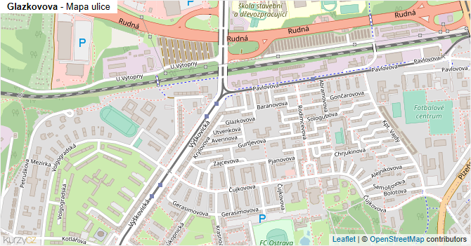 Glazkovova - mapa ulice