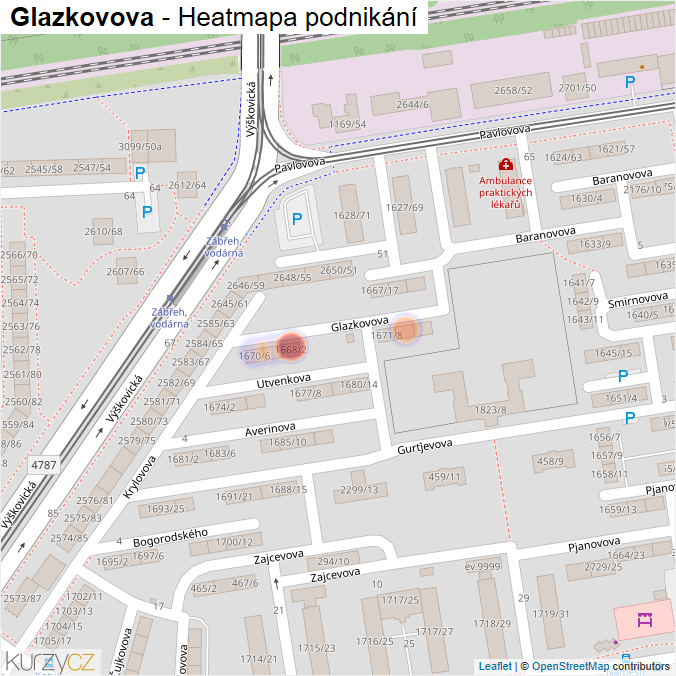 Mapa Glazkovova - Firmy v ulici.