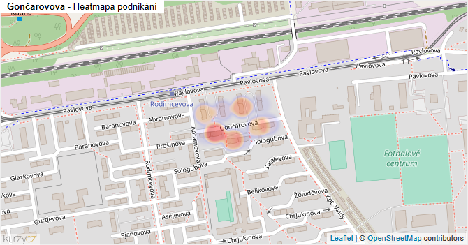 Gončarovova - mapa podnikání