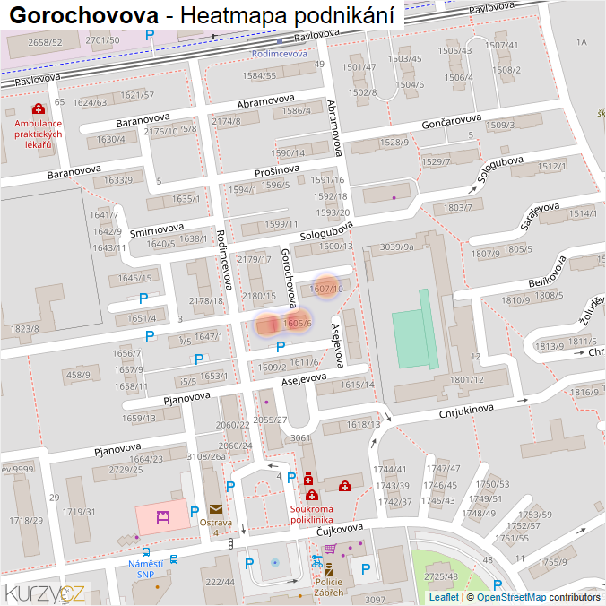 Mapa Gorochovova - Firmy v ulici.