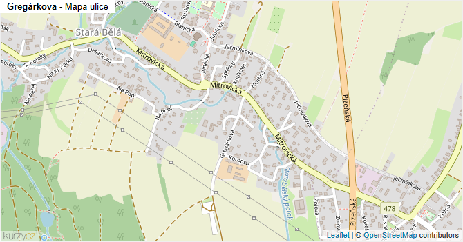 Gregárkova - mapa ulice