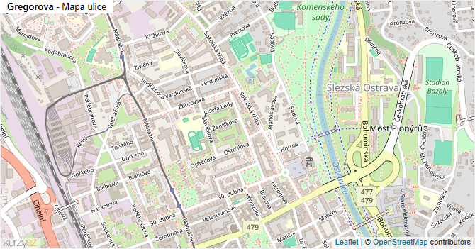 Gregorova - mapa ulice
