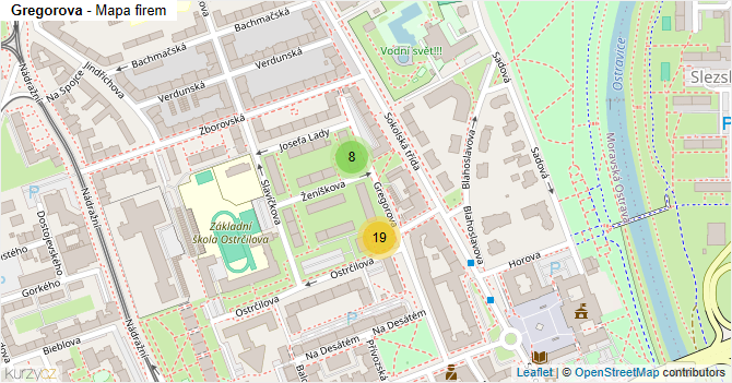Gregorova - mapa firem