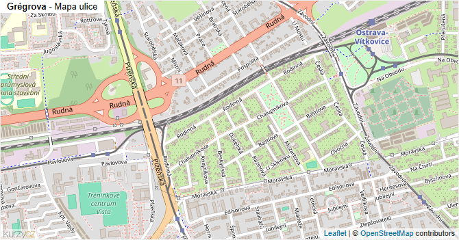Grégrova - mapa ulice