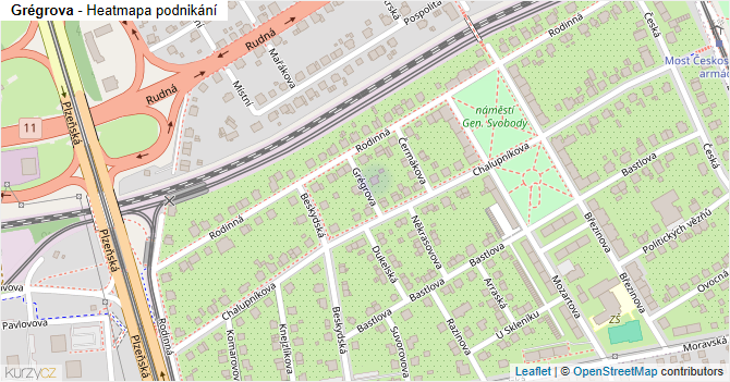 Grégrova - mapa podnikání