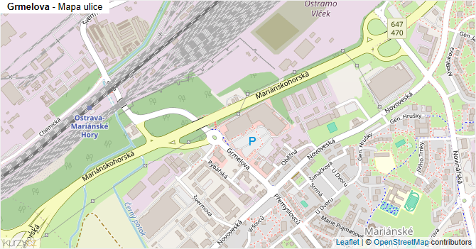 Grmelova - mapa ulice