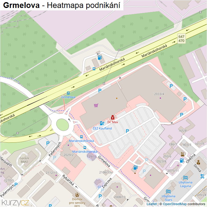 Mapa Grmelova - Firmy v ulici.