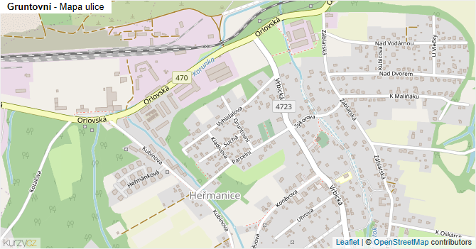 Gruntovní - mapa ulice
