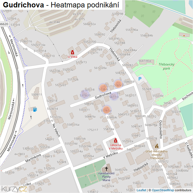 Mapa Gudrichova - Firmy v ulici.