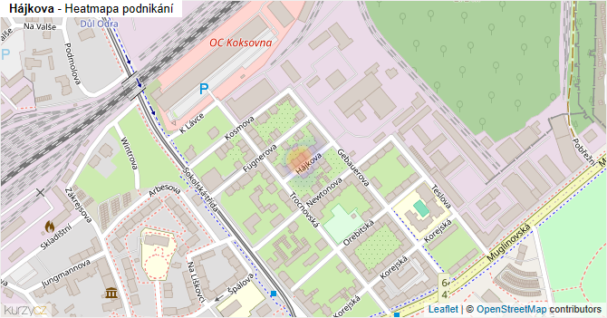 Hájkova - mapa podnikání
