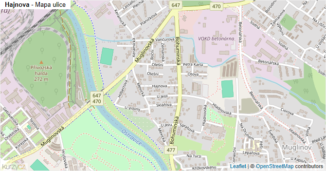 Hajnova - mapa ulice