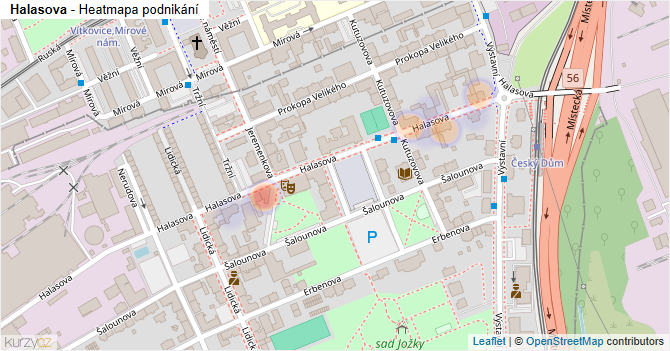 Halasova - mapa podnikání