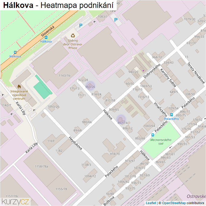 Mapa Hálkova - Firmy v ulici.