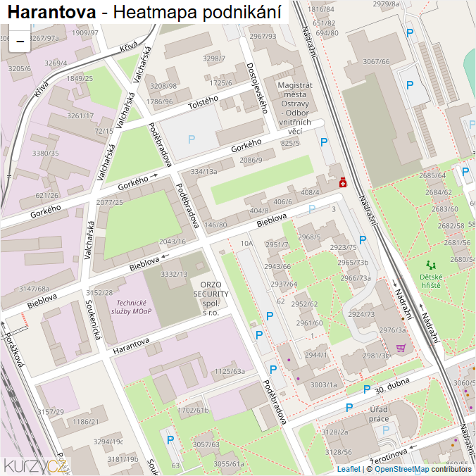 Mapa Harantova - Firmy v ulici.
