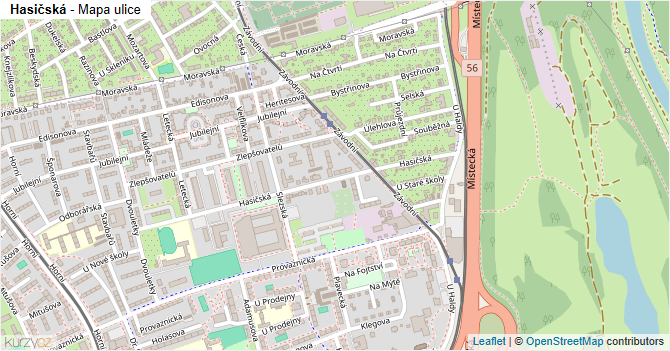 Hasičská - mapa ulice