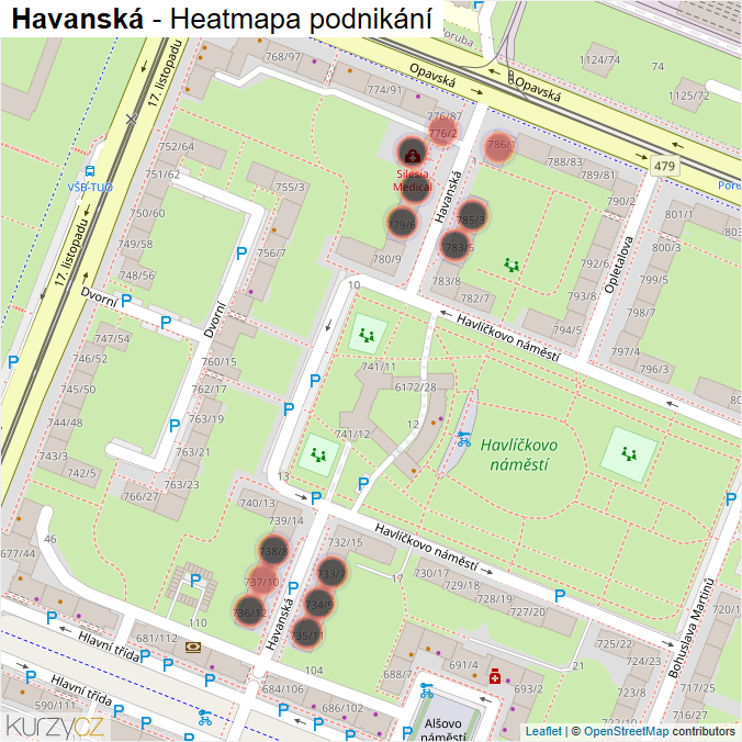 Mapa Havanská - Firmy v ulici.