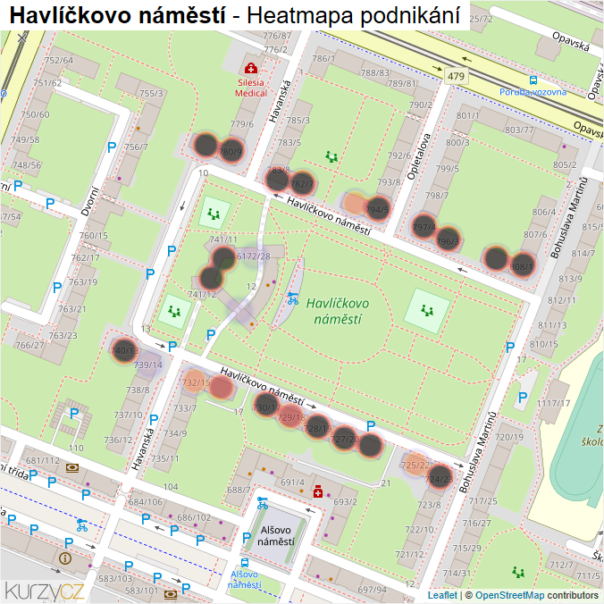 Mapa Havlíčkovo náměstí - Firmy v ulici.