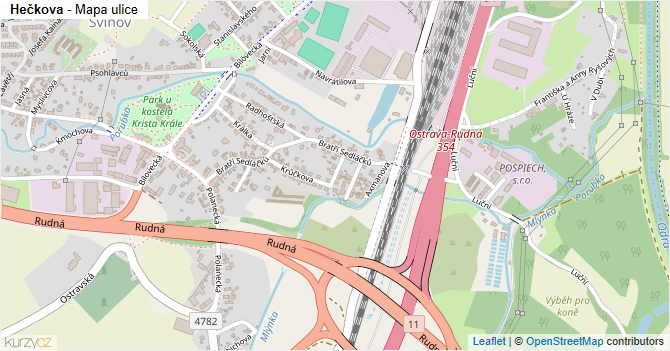 Hečkova - mapa ulice