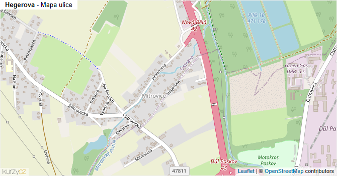Hegerova - mapa ulice
