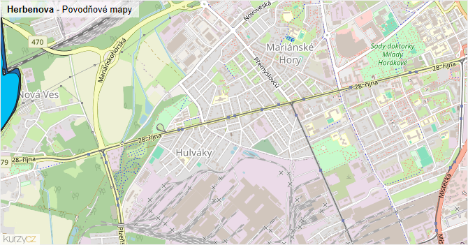 Herbenova - záplavové mapy stoleté vody