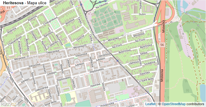Heritesova - mapa ulice