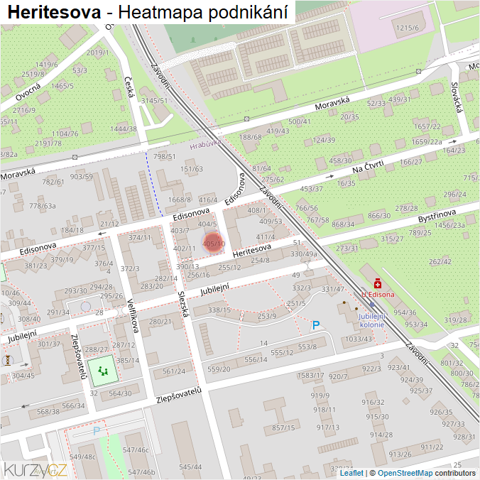 Mapa Heritesova - Firmy v ulici.