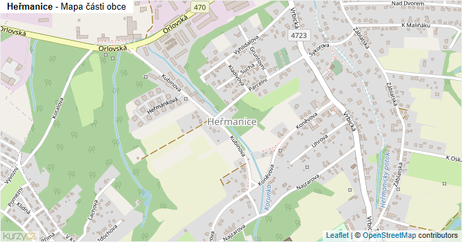 Heřmanice - mapa části obce