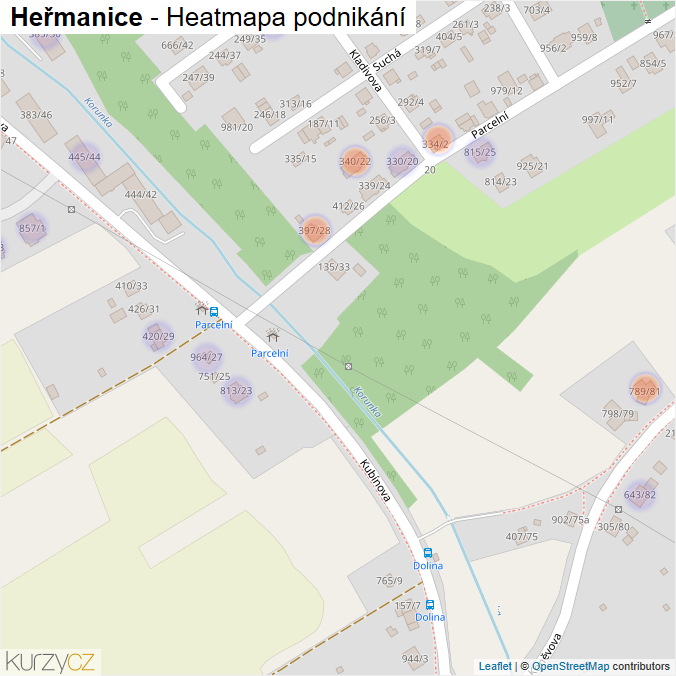 Mapa Heřmanice - Firmy v části obce.