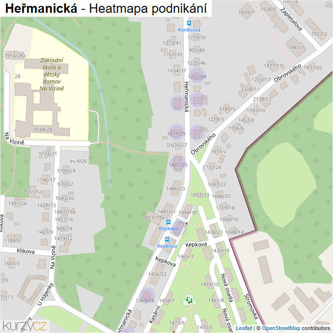 Mapa Heřmanická - Firmy v ulici.