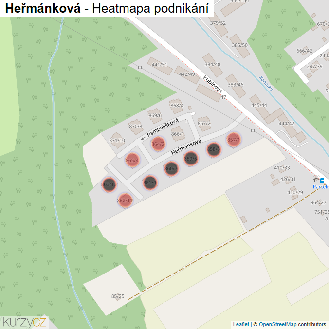 Mapa Heřmánková - Firmy v ulici.