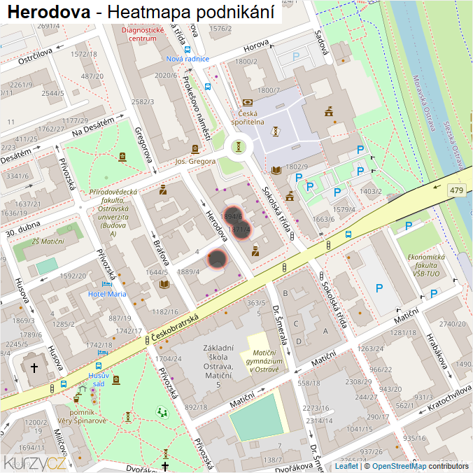 Mapa Herodova - Firmy v ulici.