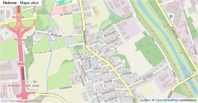 Hešova - mapa ulice