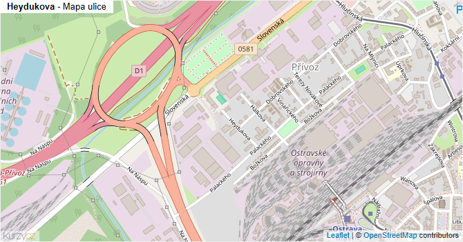 Heydukova - mapa ulice