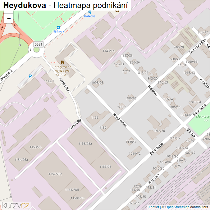 Mapa Heydukova - Firmy v ulici.