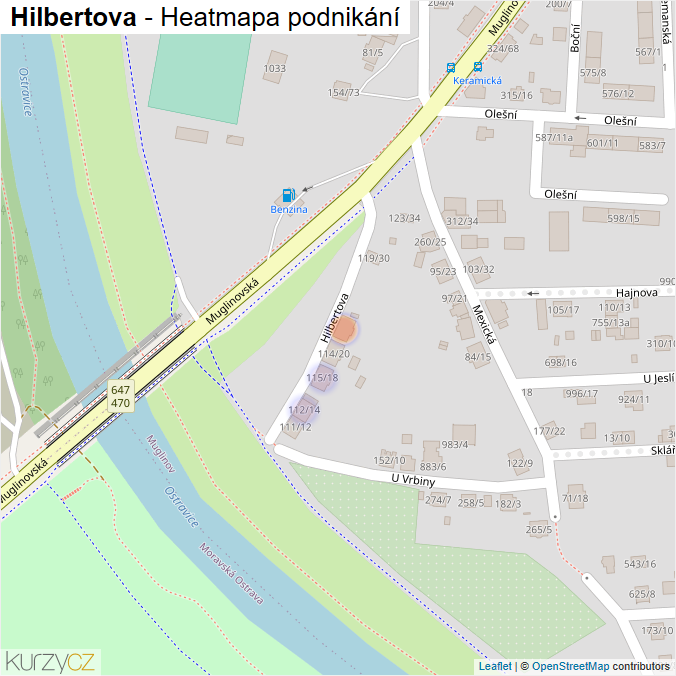 Mapa Hilbertova - Firmy v ulici.