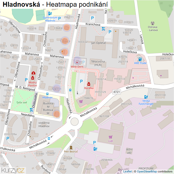 Mapa Hladnovská - Firmy v ulici.