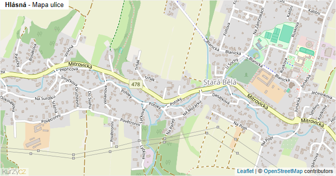 Hlásná - mapa ulice