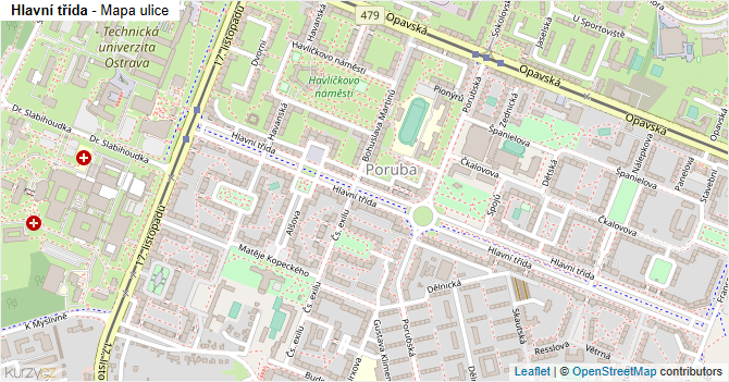 Hlavní třída - mapa ulice