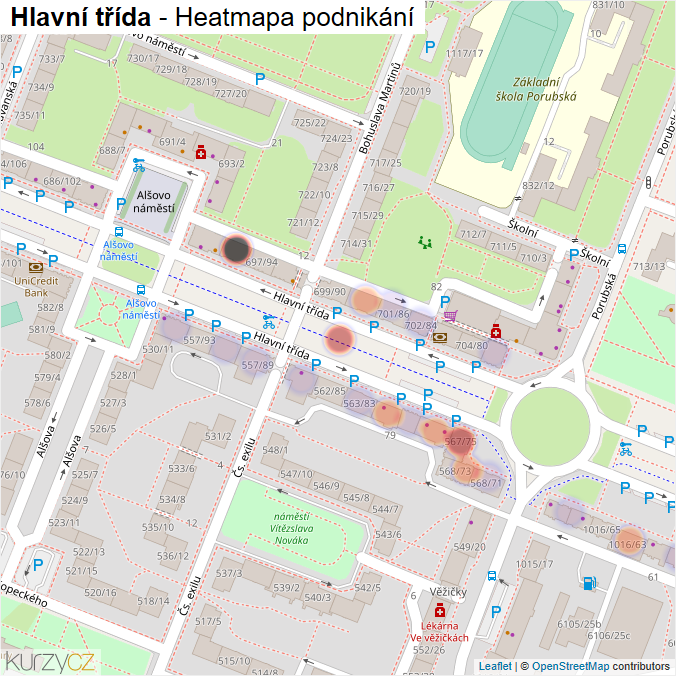 Mapa Hlavní třída - Firmy v ulici.